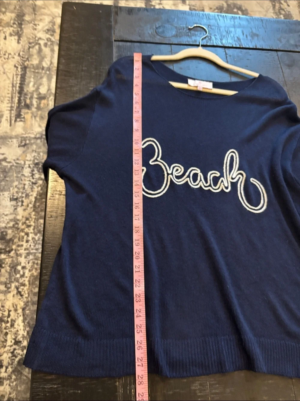 Laurie Felt Navy White Linen Blend Beach Knit Top Coverup 1X